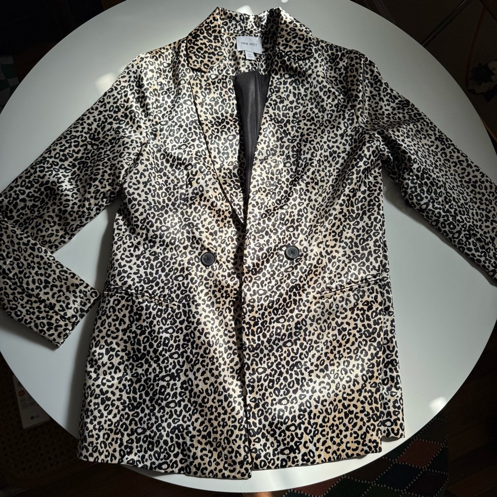 (NWT) Nine West Leopard Print Satin Blazer Size XS